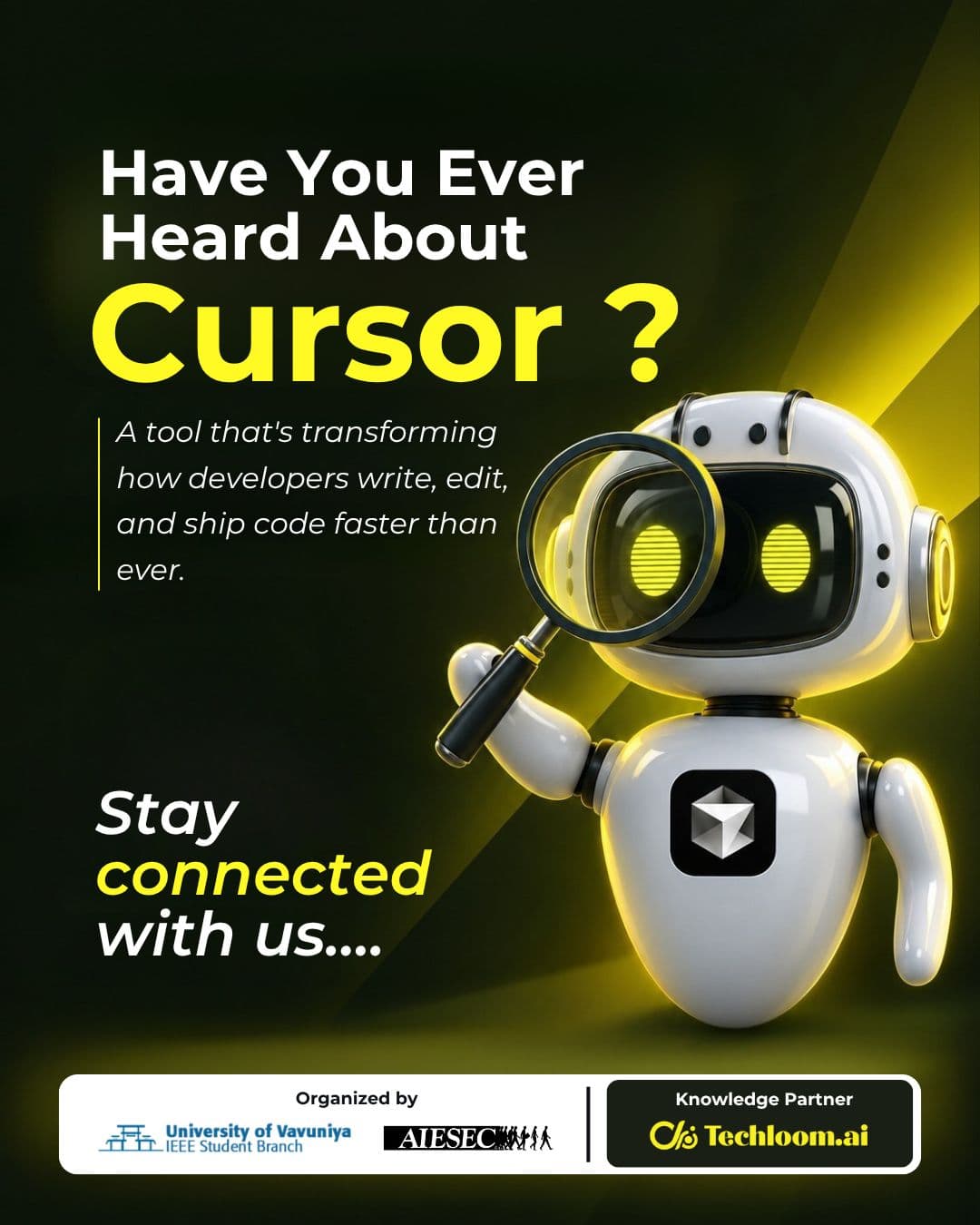 Teaser graphic for the Cursor session with IEEE Student Branch UoV and AIESEC in UoV