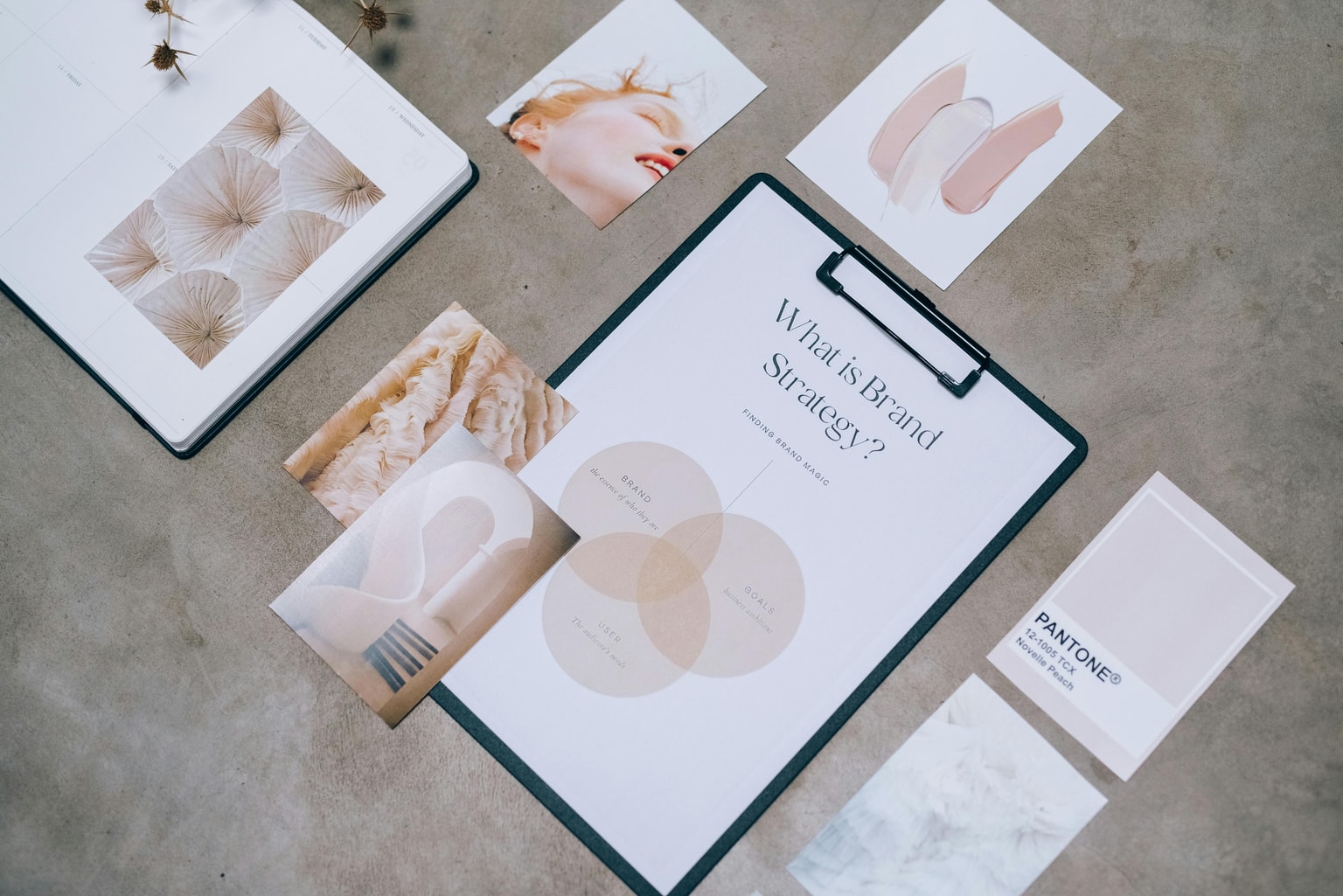 Brand strategy boards and identity materials